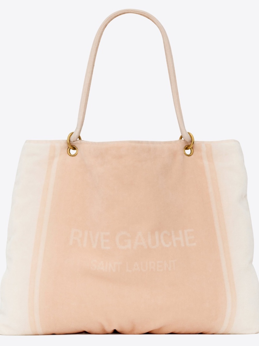 Saint Laurent YSL Rive Gauche Pink White Logo Convertible Towel Terry Tote Bag - Picture 1 of 16